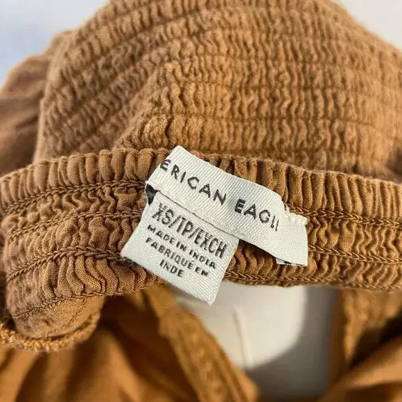 American Eagle brown ruffle midi dress size xs boho cottagecore - Picture 7 of 8